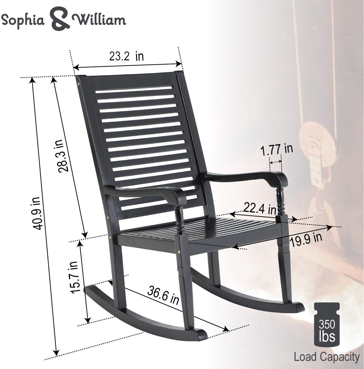 Black Acacia Wood Rocking Chairs Set of 2 M685327
