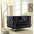 Black Velvet Tufted Armchair Q2055