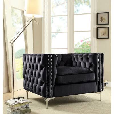 Black Velvet Tufted Armchair Q2055