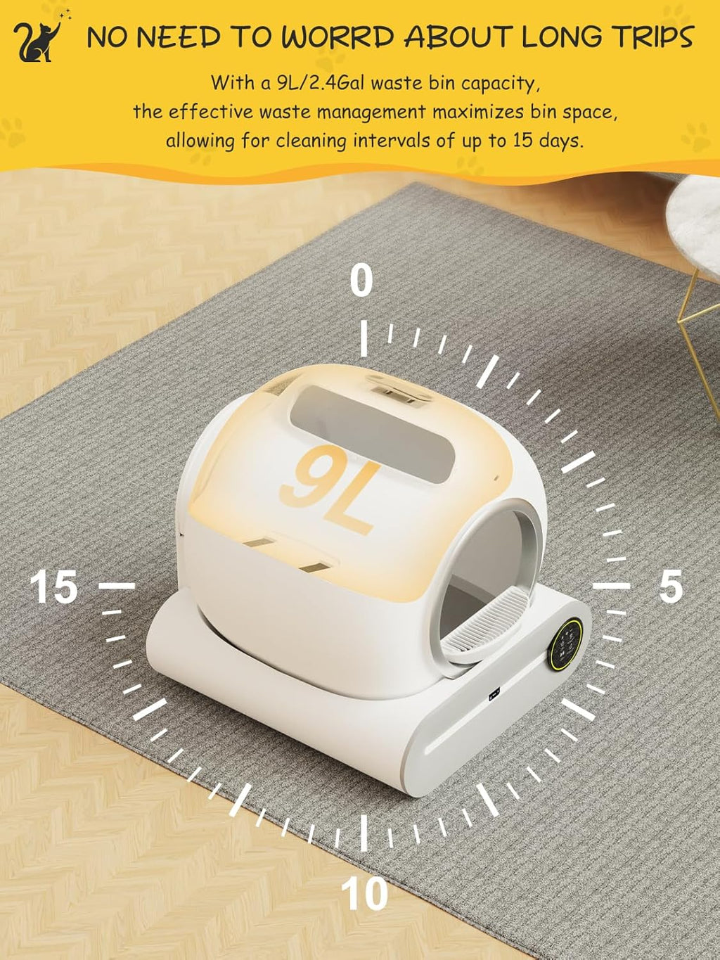White Smart Self-Cleaning Litter Box 65L+9L Capacity A4193