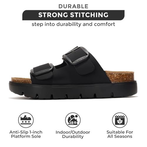 Genuine Leather Platform Sandals with Memory Foam Insole H901