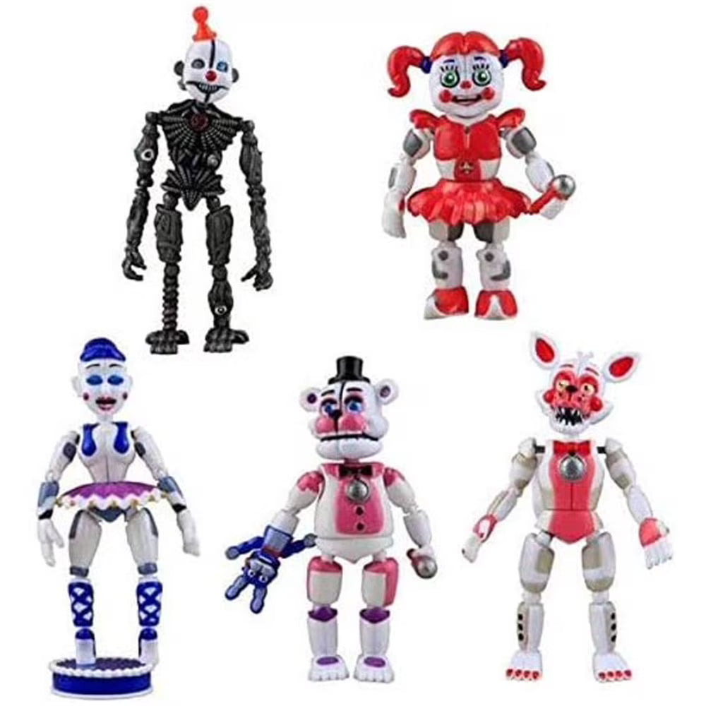 5Pcs FNAF Funtime Freddy Foxy Movable Action Figures N7240
