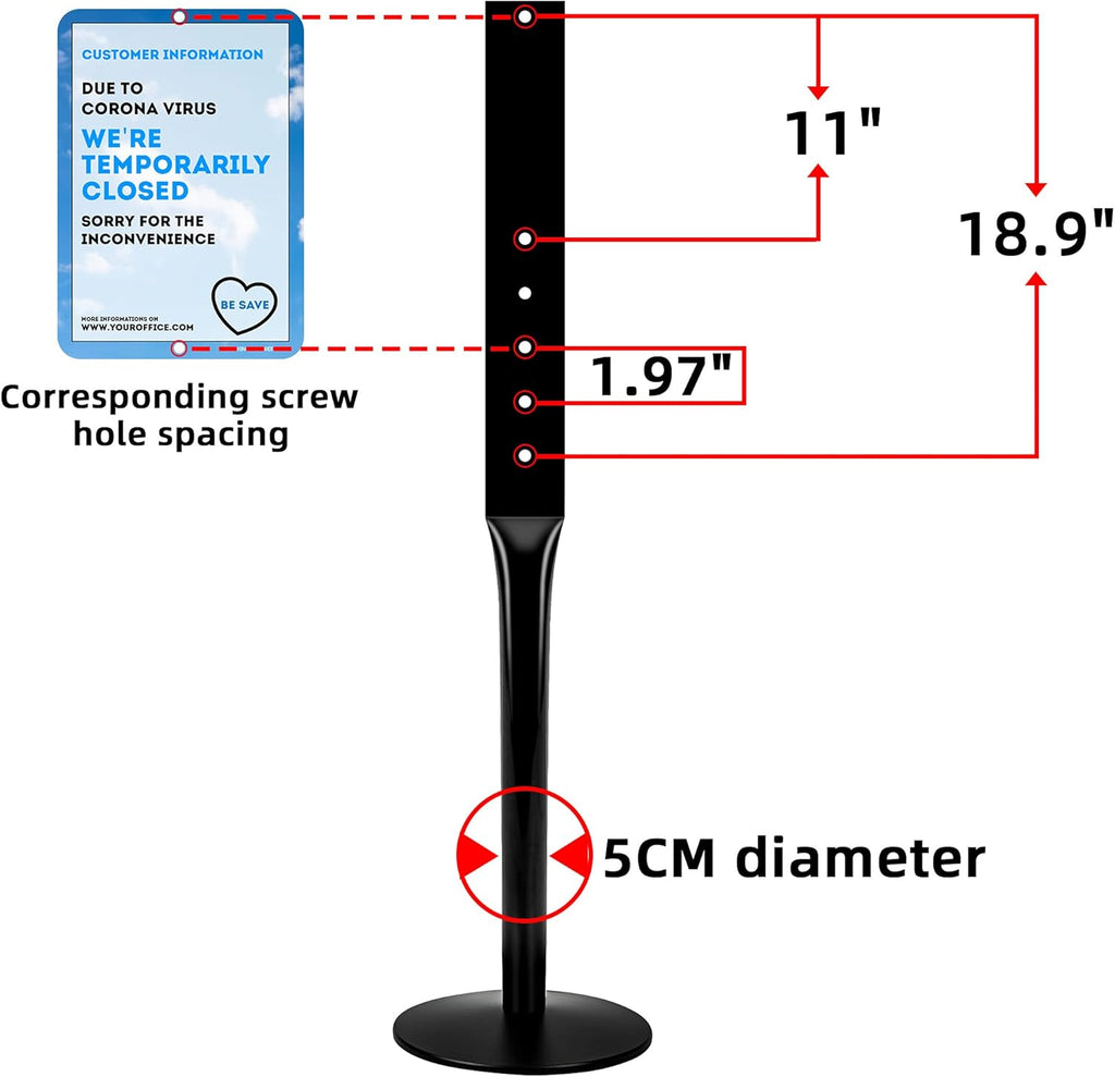 Heavy Duty Cast Iron Sign Base with 12 Diameter Bottom Round Base, 48 Movable Sign Stand Pack of 2 C928778