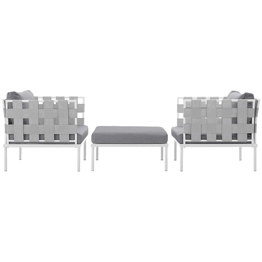 White Gray 3 Piece Aluminum Patio Sectional Sofa Set U326109