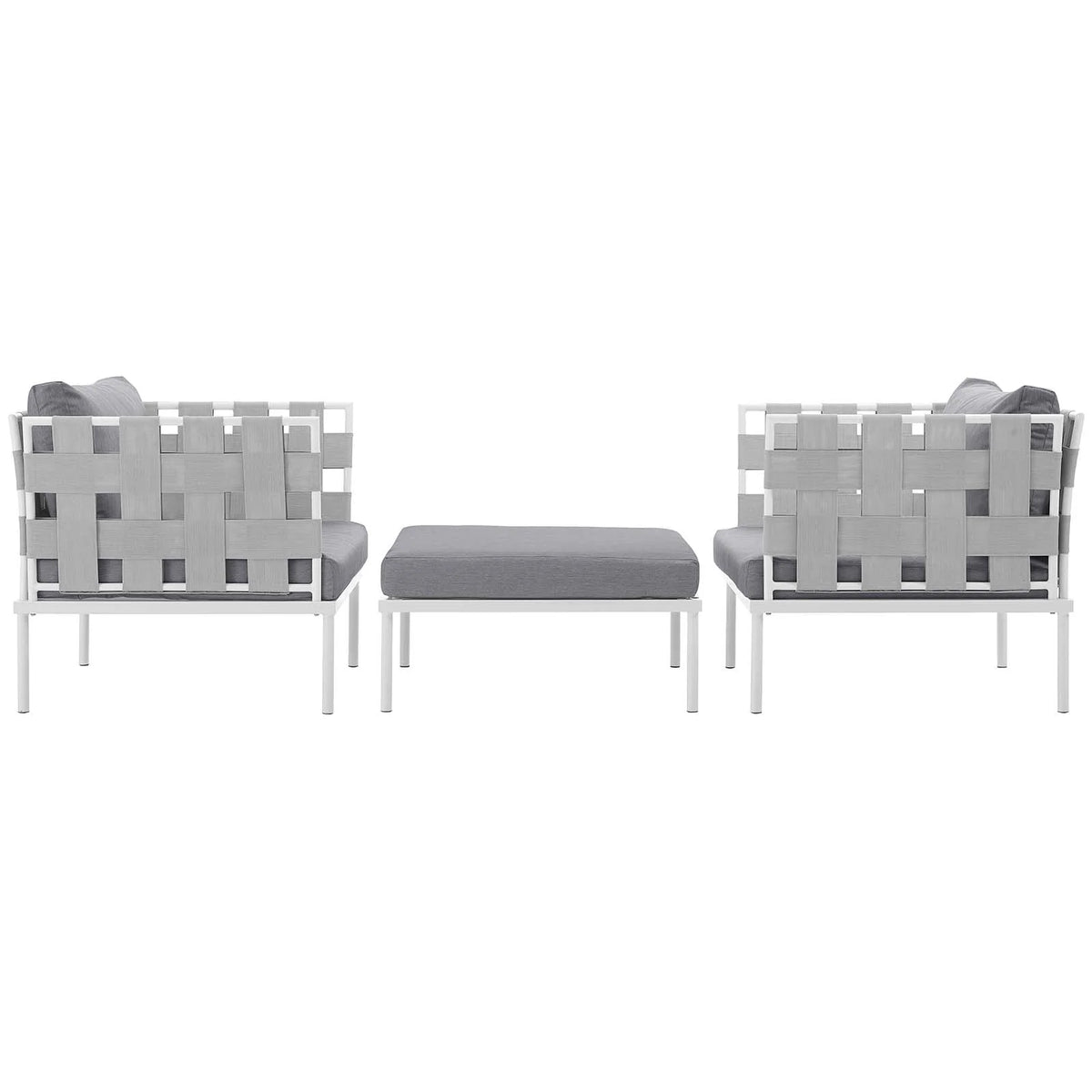 White Gray 3 Piece Aluminum Patio Sectional Sofa Set U326109