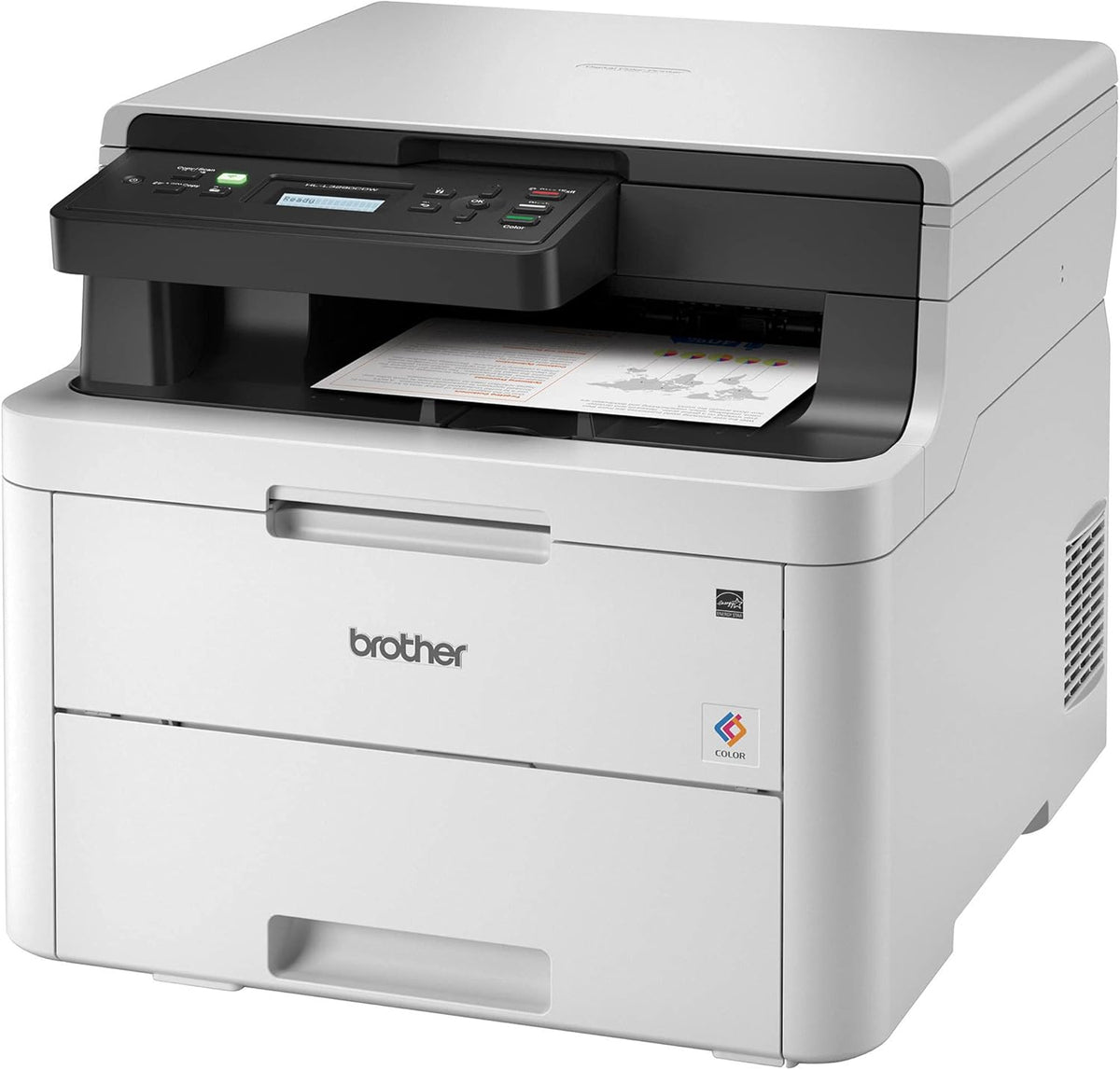 Compact Digital LED Color All-in-One Printer with Flatbed Copy & Scan, Wireless Duplex Printing, 25 ppm, 600x2400 dpi M252