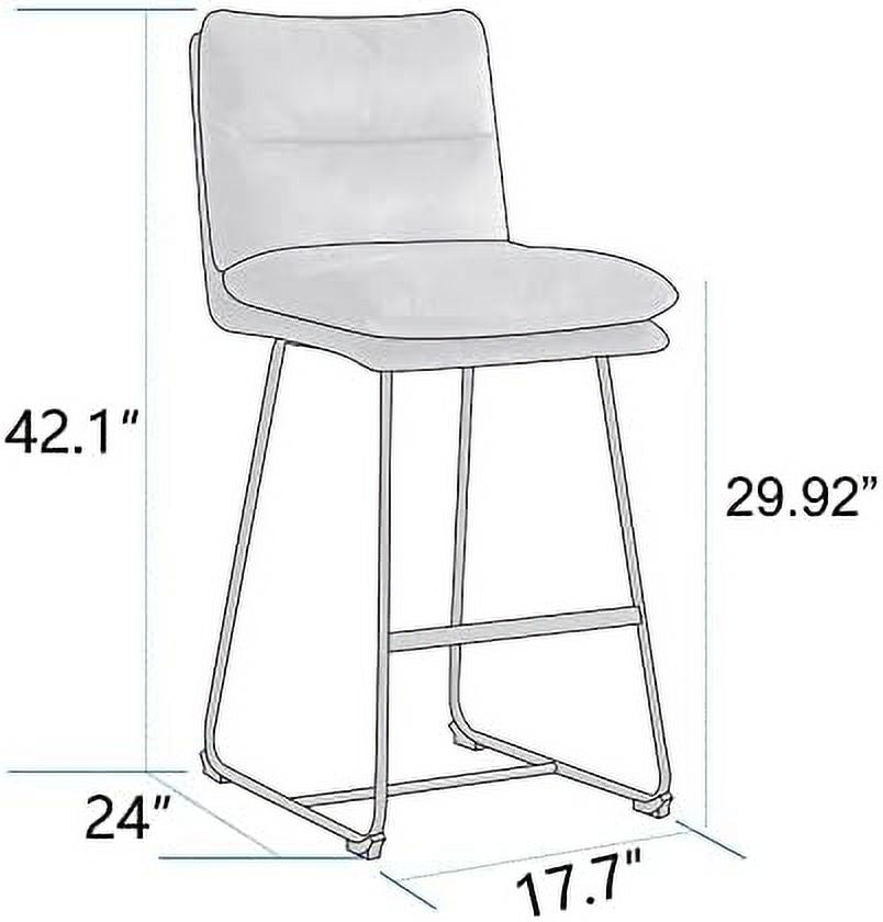 Mid-Century Modern Velvet Barstools Set of 2 F4360