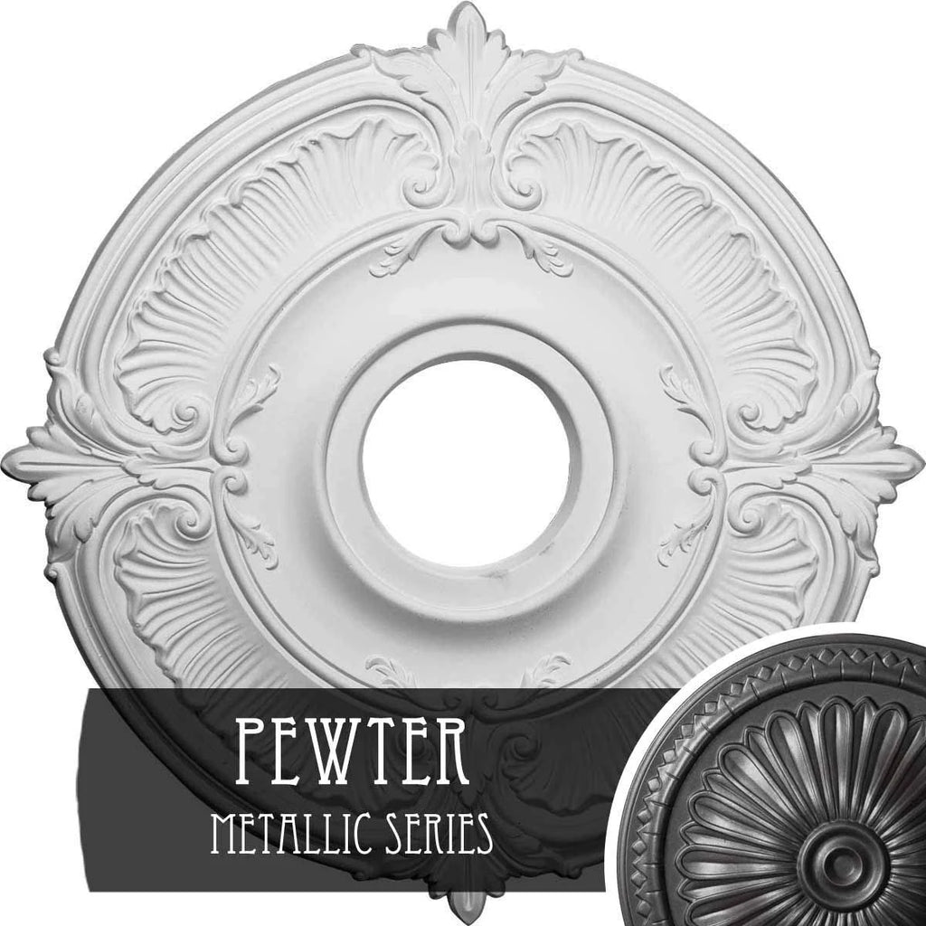 18x22OD x 4x22ID x 5/8x22P Hand-Painted Pewter Ceiling Medallion Y329