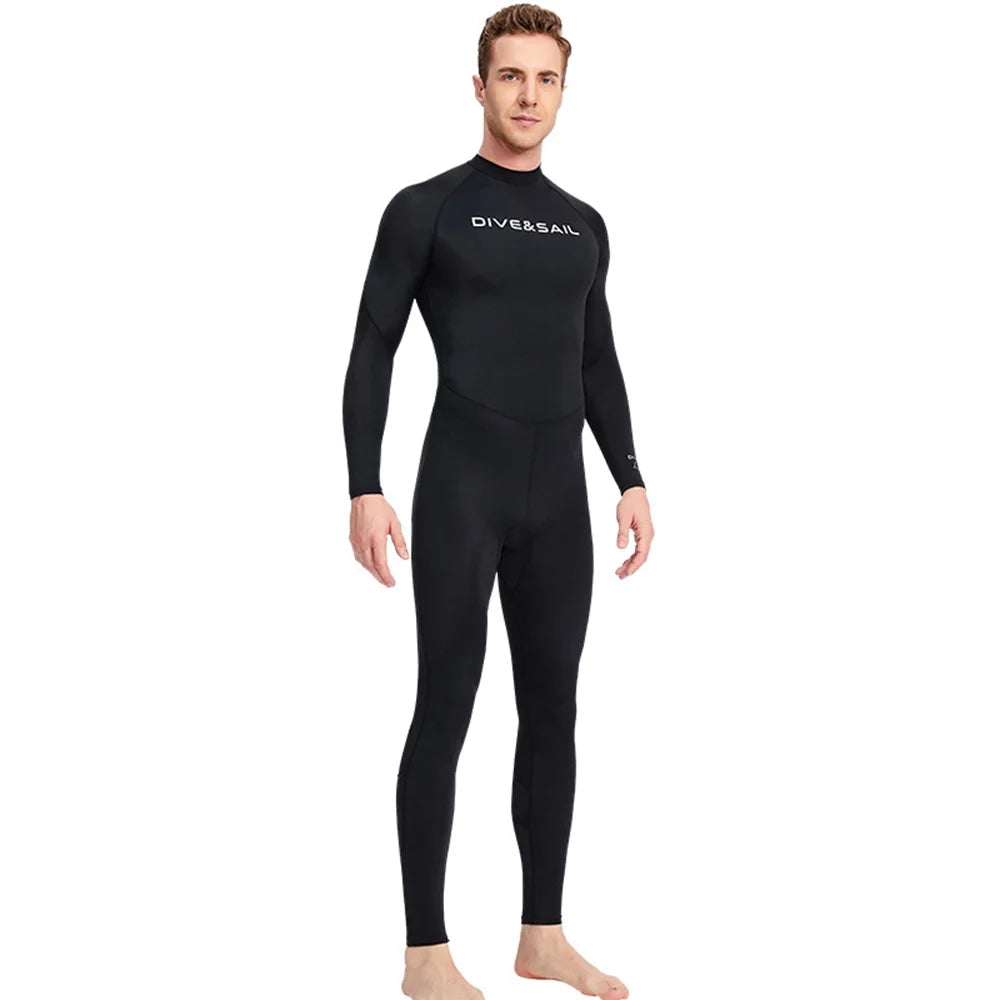 Men One Piece Swimsuit with Back Zipper Quick Dry Long Sleeve Surf Suit E289