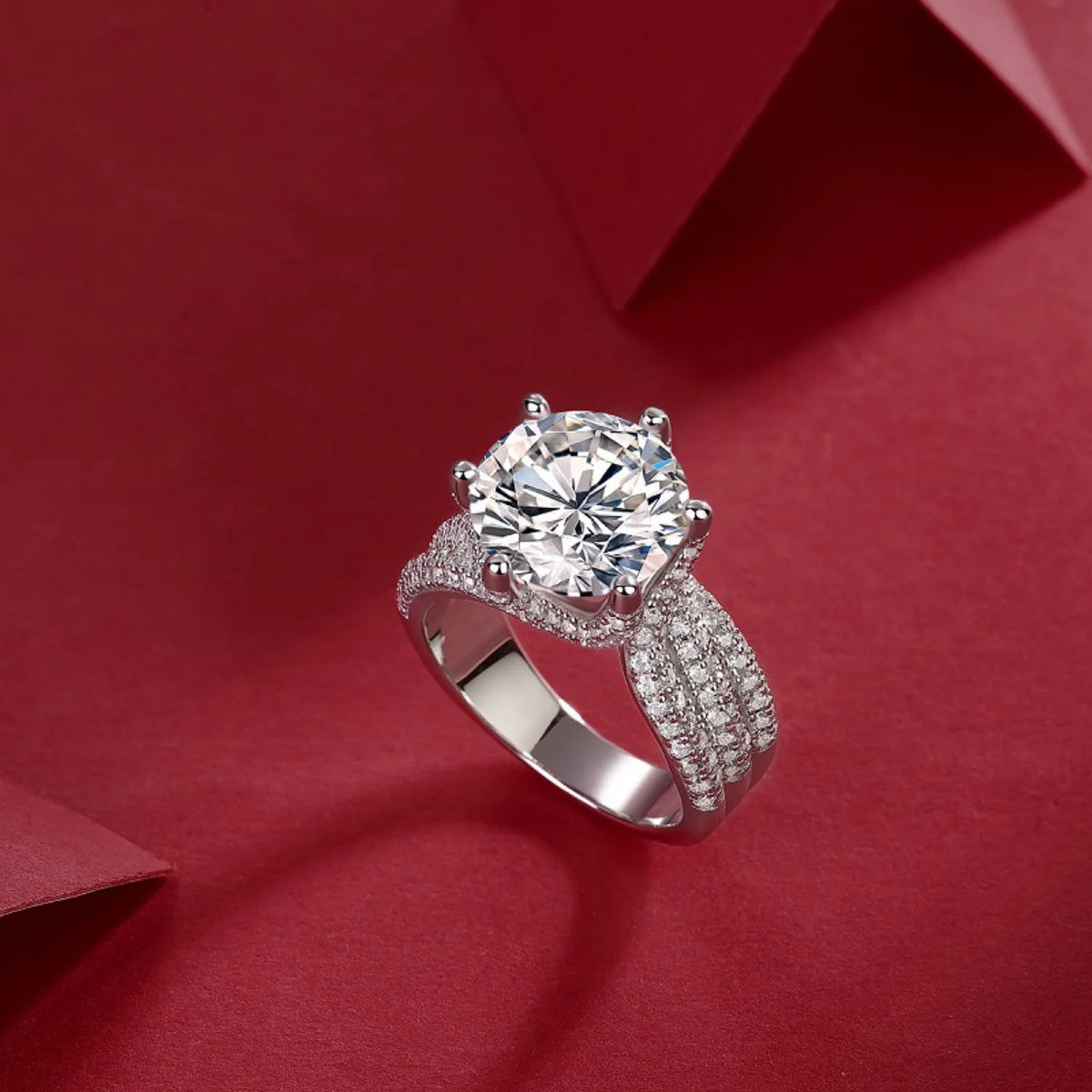 5ct Round Cut Moissanite Engagement Ring with Certificate D235825