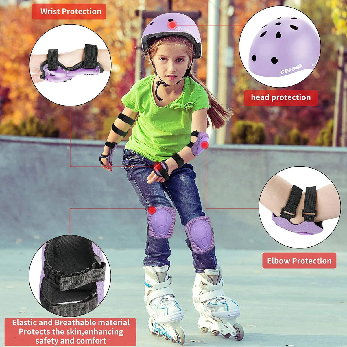 Kids Bike Helmet Adjustable Multi Sport Violet X4804