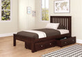 Twin Bed with Under Bed Drawers Dark Cappuccino V920406