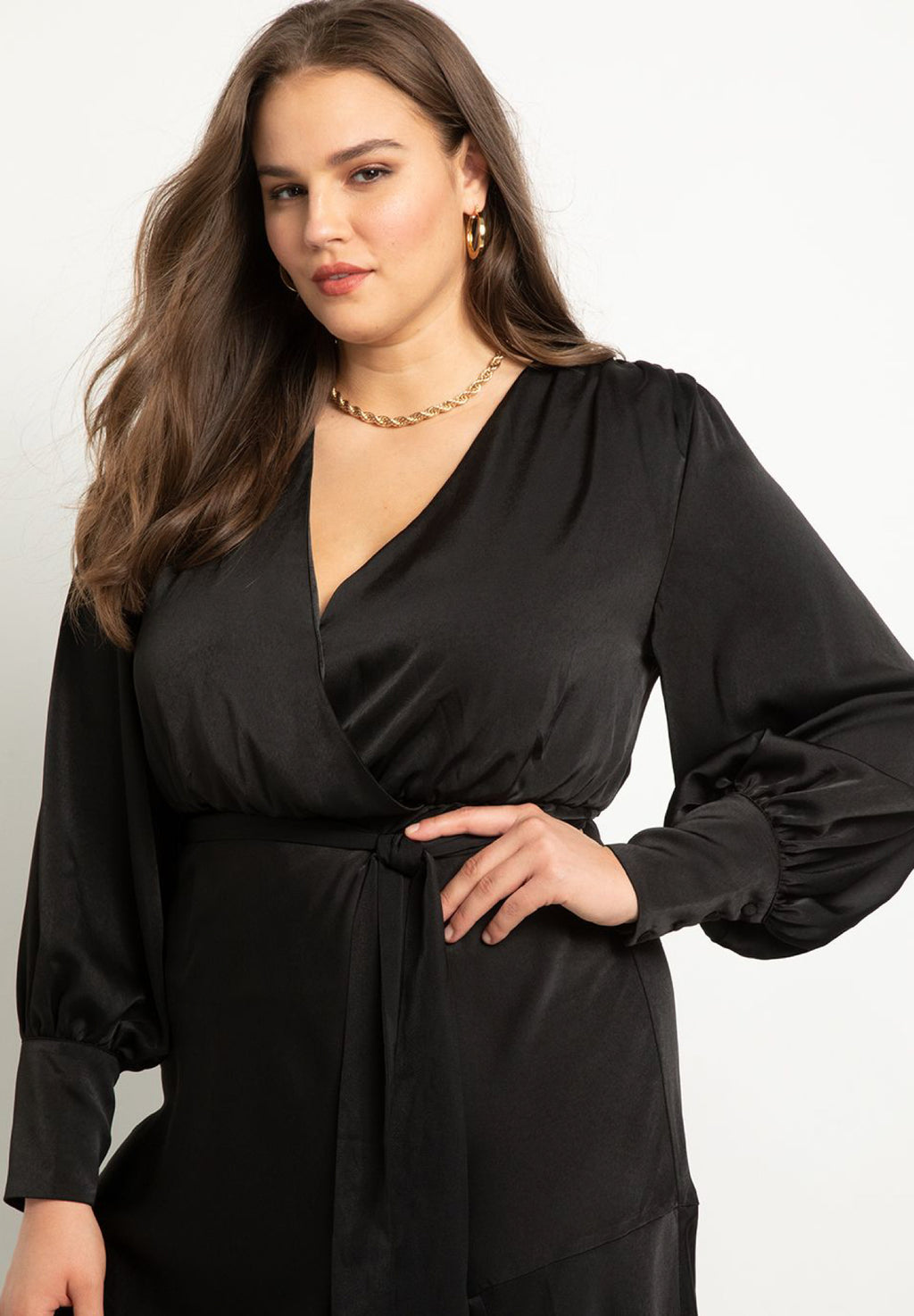Plus Size Satin Maxi Dress S9218