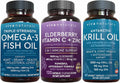 Krill Oil, Elderberry Vitamin C & Zinc and Omega 3 Fish Oil Bundle I723
