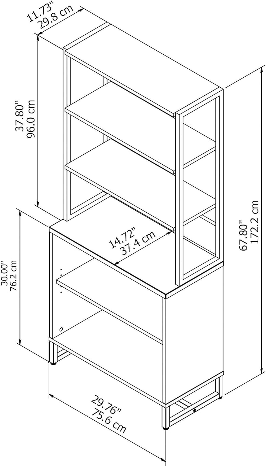 White Bookcase with Hutch R91311