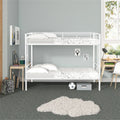 White Twin Over Twin Metal Bunk Bed with Ladders Y8718