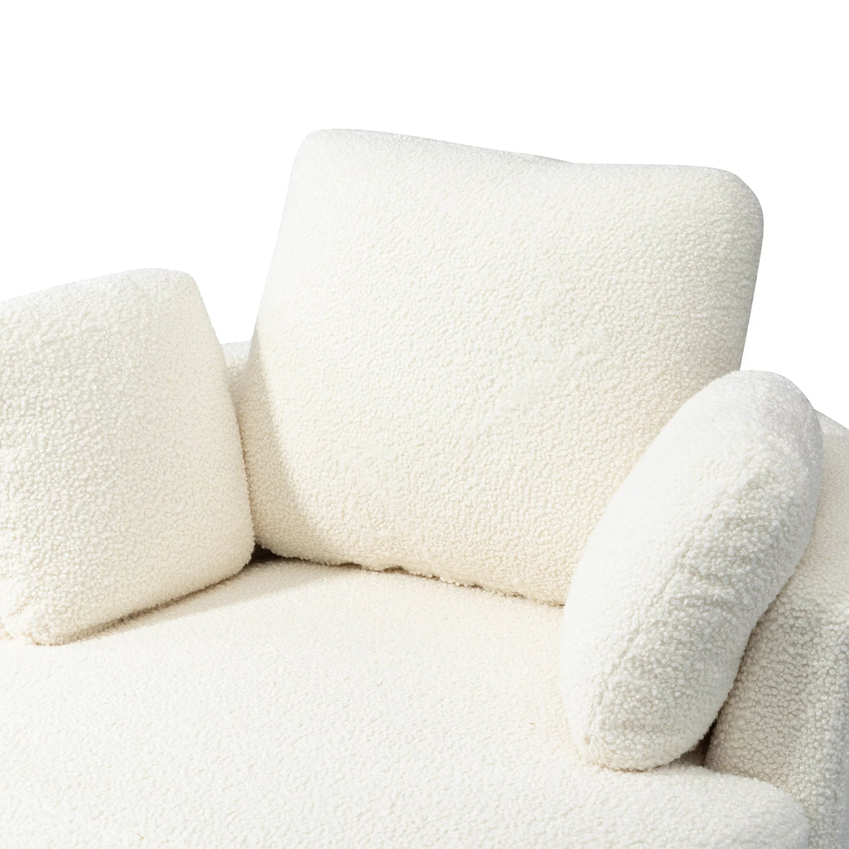 Ivory Boucle Oversized Swivel Accent Barrel Chair U627