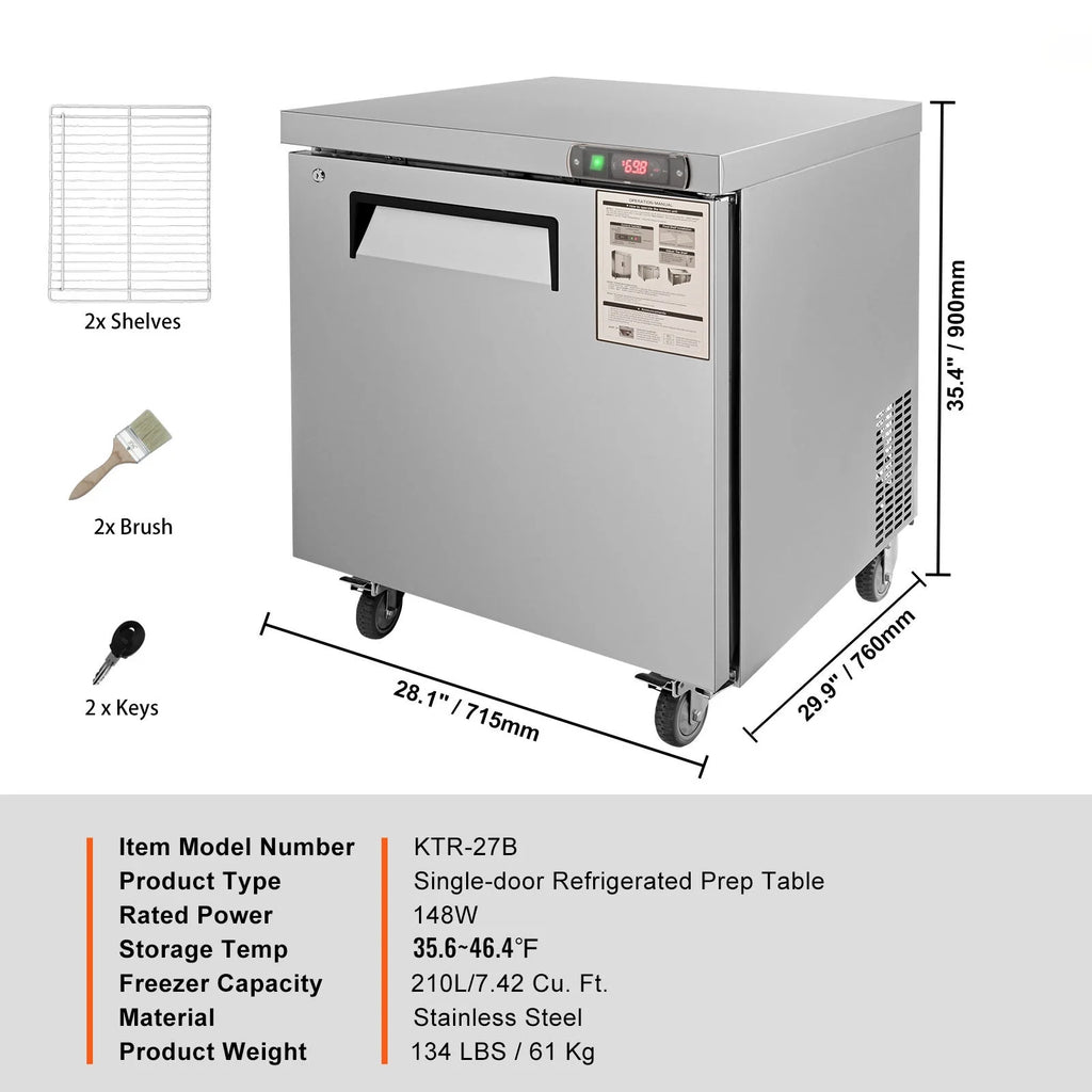 28" Wide Refrigerated Prep Table with 1 Door K794133