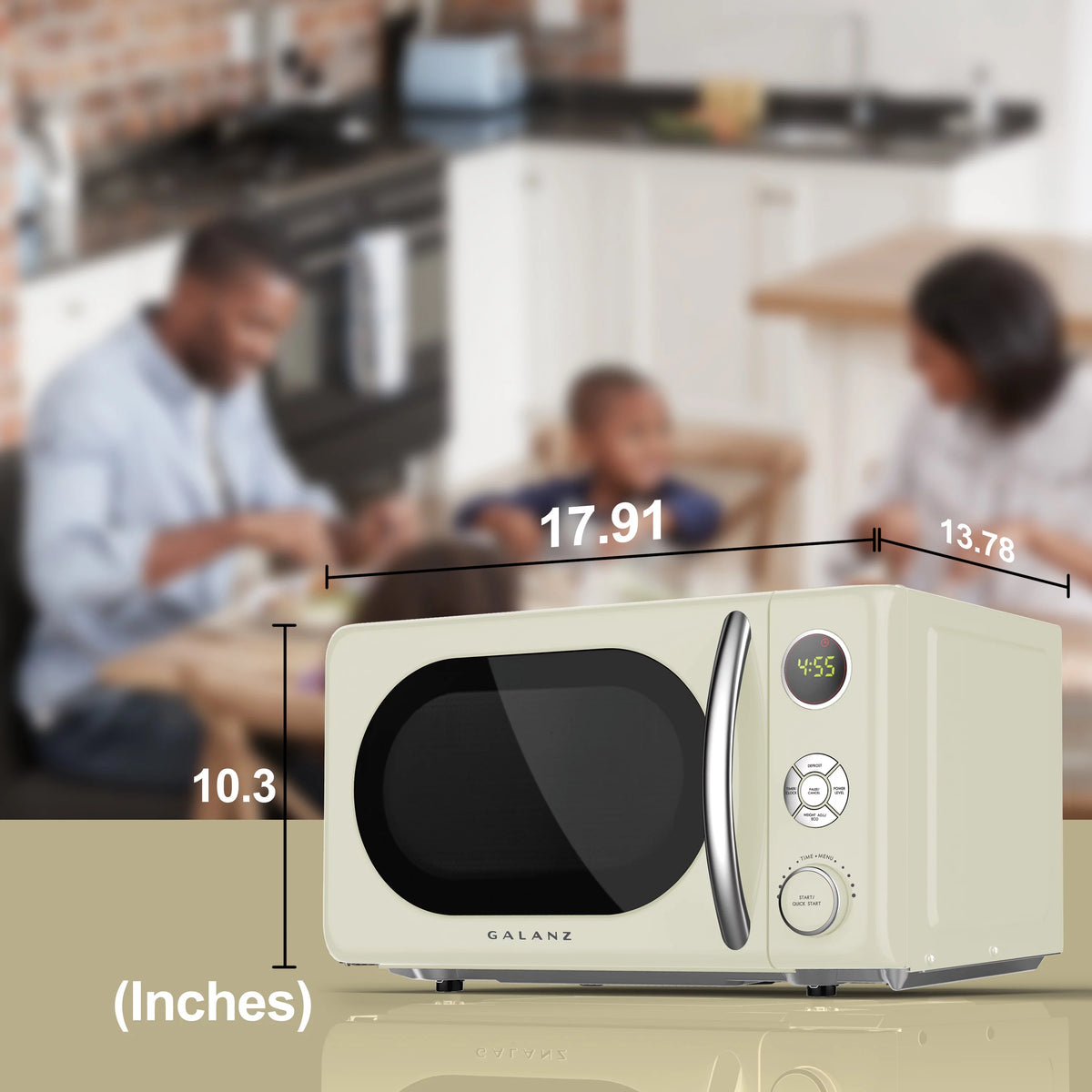 0.7 Cu ft Retro Countertop Microwave Oven, 700 Watts, Blue H848306