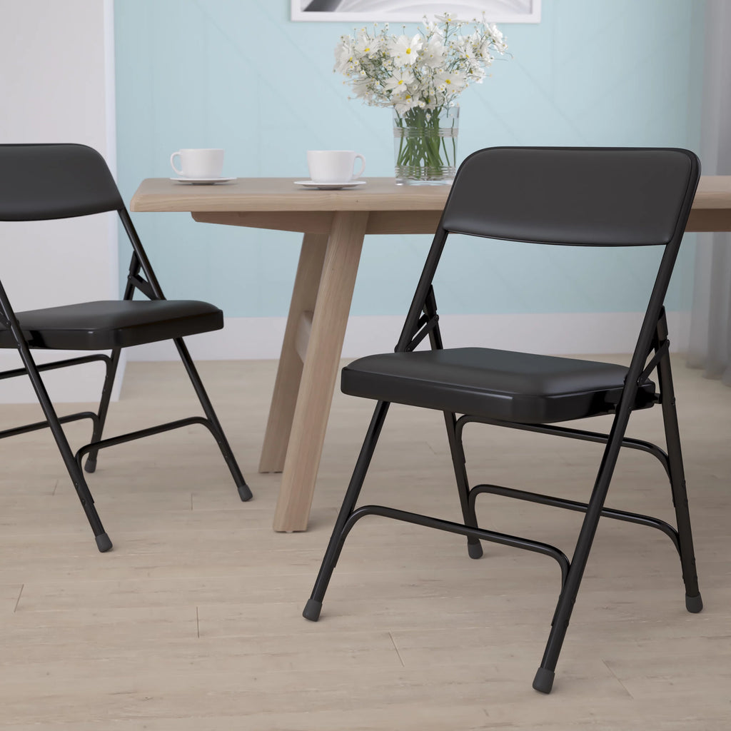 Black Vinyl Metal Folding Chair Q49992