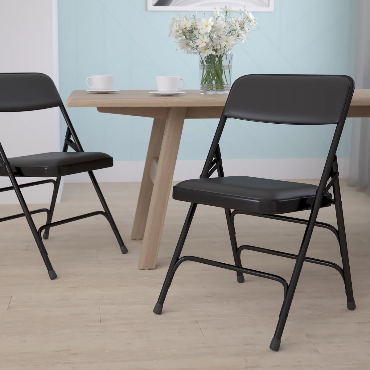 Black Vinyl Metal Folding Chair Q49992