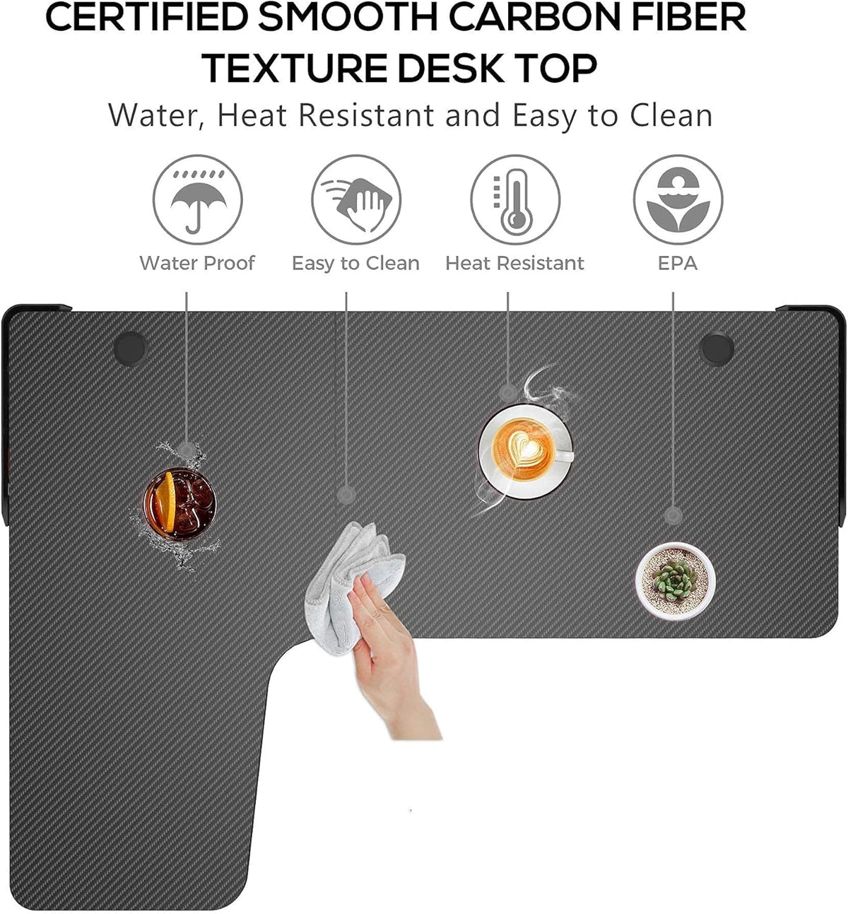 Black L Shaped 60 Inch Gaming Desk with Mouse Pad and Cable Management O542