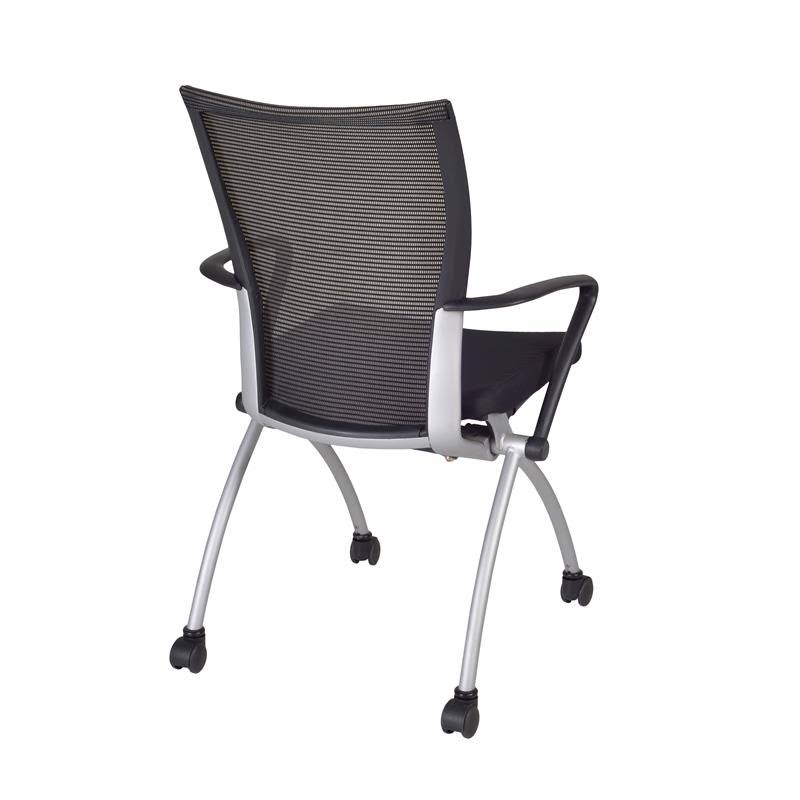 Cherry Training Table with 2 Blue Stack Chairs L45718