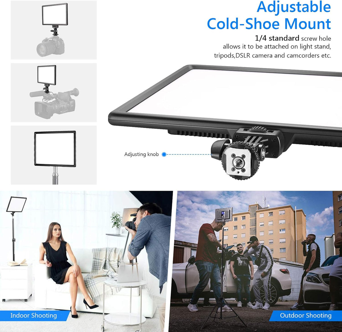 Ultra-Thin LED Soft Light Panel with LCD Display, Dimmable Bi-Color 3200-5600K CRI95+ On Camera Video Light T916654