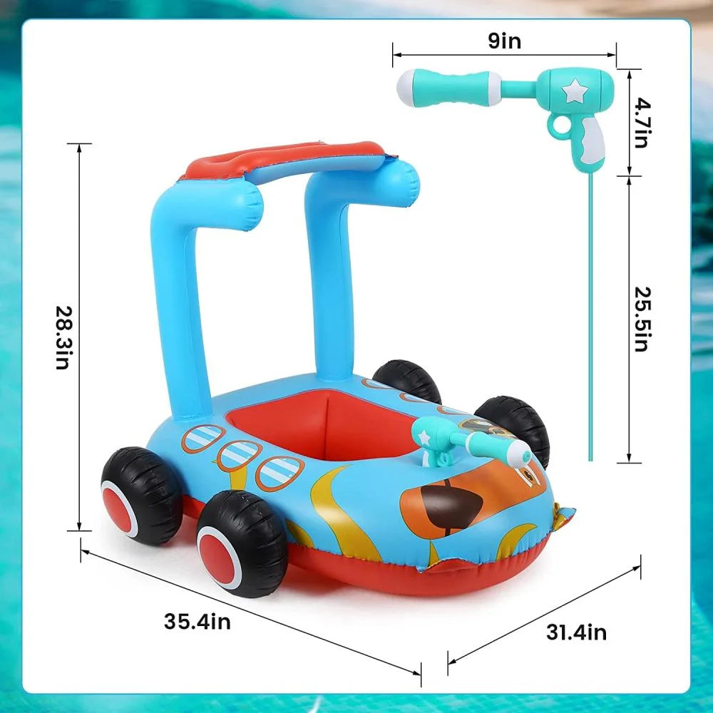 Toddlers Inflatable Pool Float Toys with Water Spray Gun Pirate Boat C4286