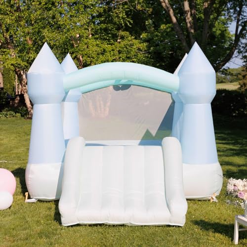 Pastel Bouncy Castle with Slide, 12 ft L x 9 ft W x 7 ft H, UL Blower Included K31504