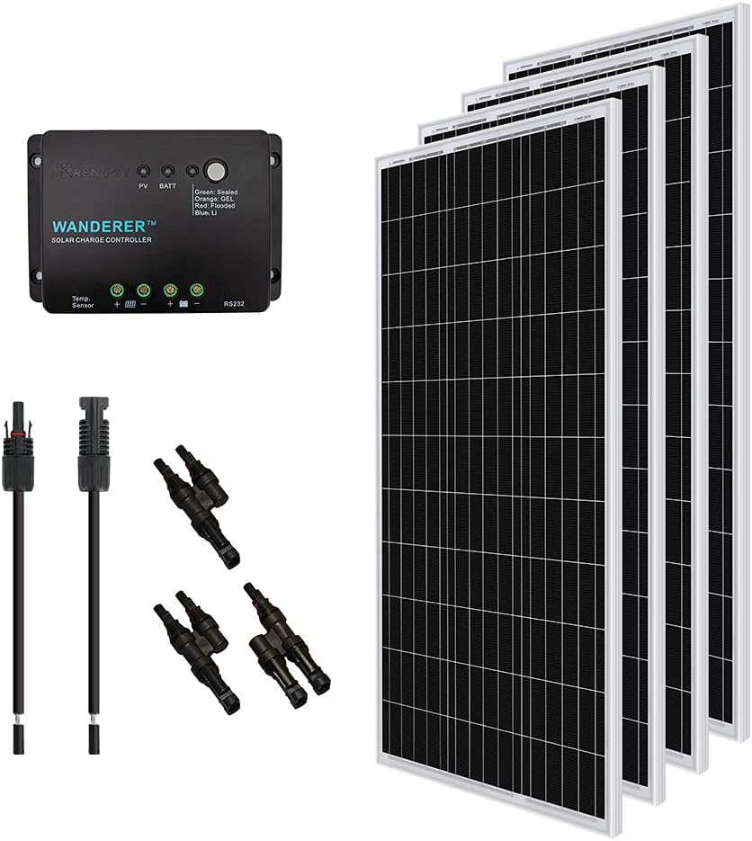 400 Watt 12 Volt Monocrystalline Solar Panel Kit with 30A Charge Controller L58333