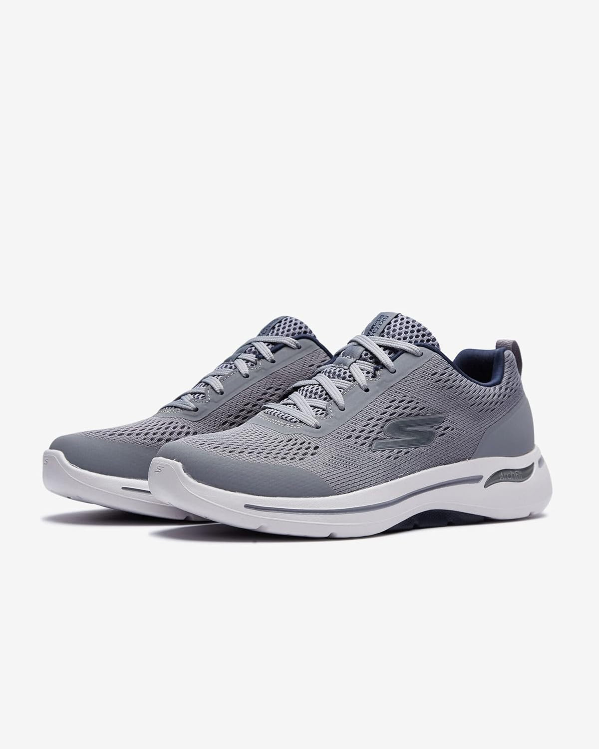 Grey Navy Athletic Walking Shoe Y804641