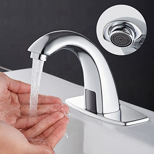 Commercial Automatic Sensor Touchless Bathroom Sink Faucet with Mixer Valve Control Box and Deck Plate N9241