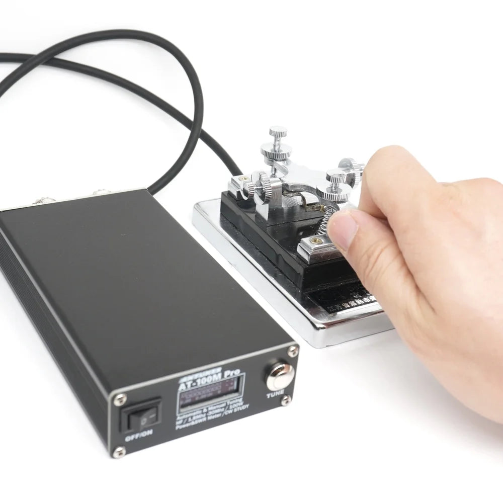 AT100M Antenna Tuner 1.8Mhz-30Mhz Automatic/Manual Tuning 100W Standing Waves Meter Multifunctional HF Radio Meter Morse Code Exerciser Supported K67337