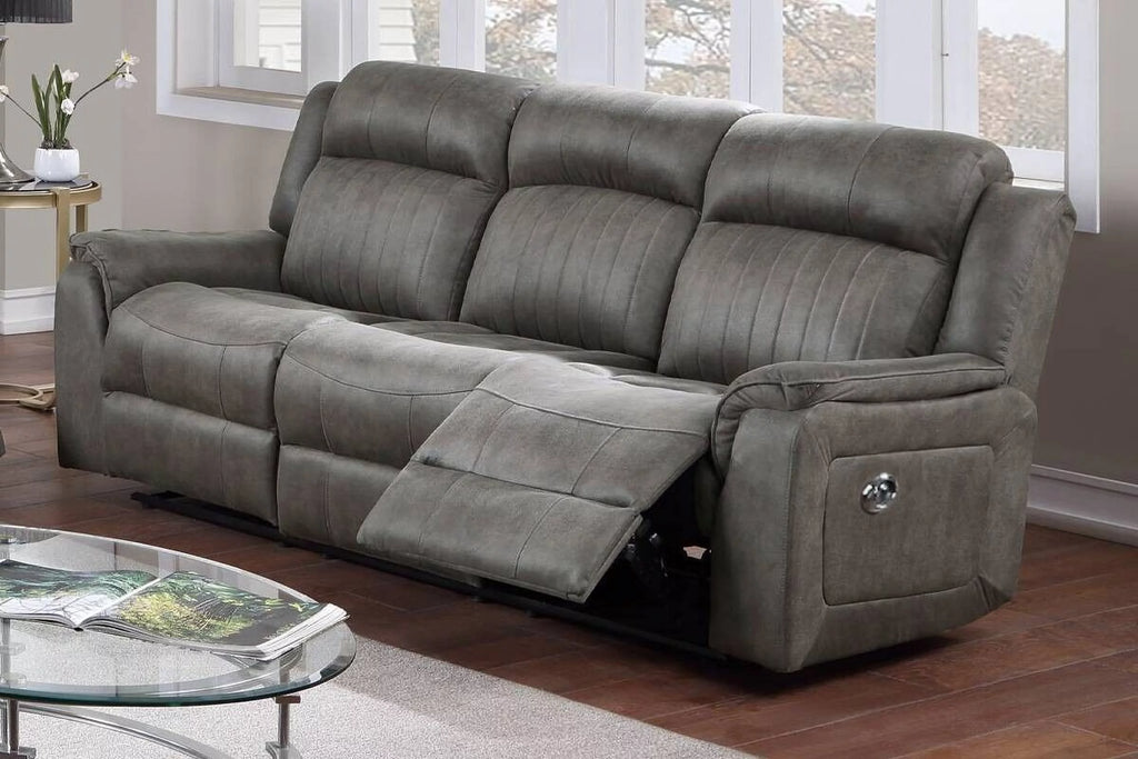 Slate Blue Leatherette Power Motion Reclining Sofa Set D79278