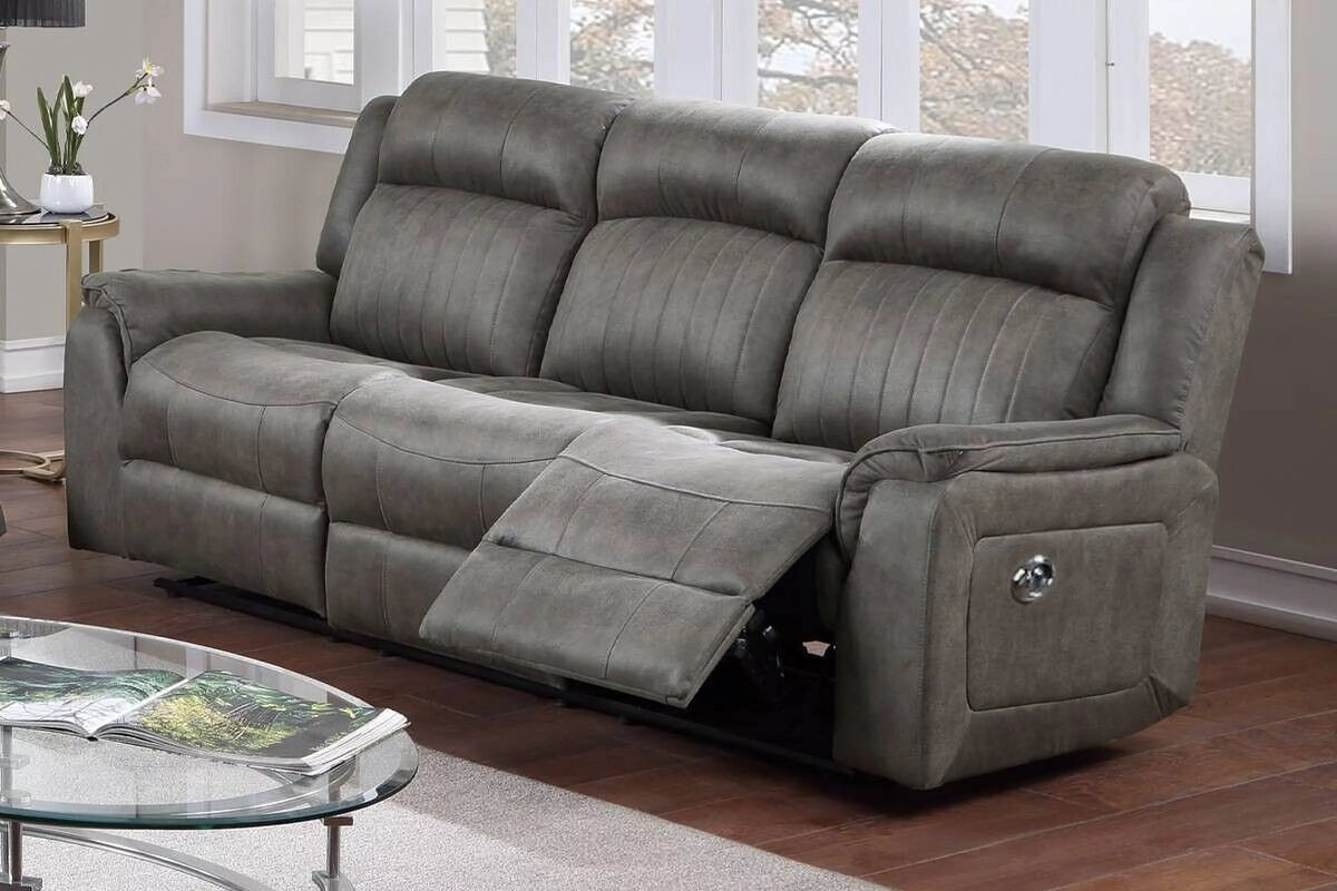 Slate Blue Leatherette Power Motion Reclining Sofa Set D79278