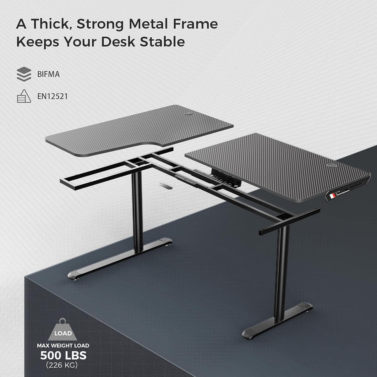 Black L Shaped 60 Inch Gaming Desk with Mouse Pad and Cable Management O542