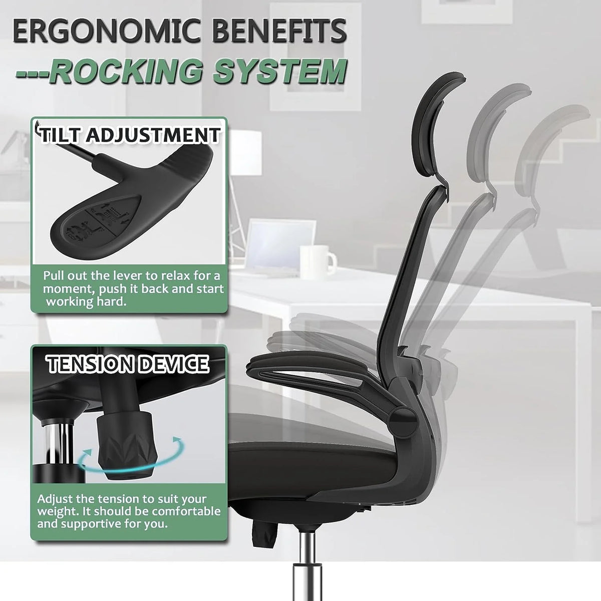High Back Ergonomic Office Chair with Lumbar Support and Headrest L955