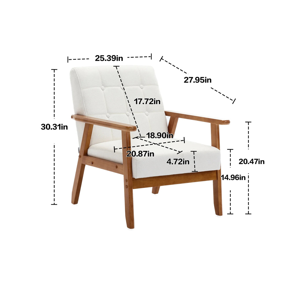 Beige Solid Wood Accent Chair U7684