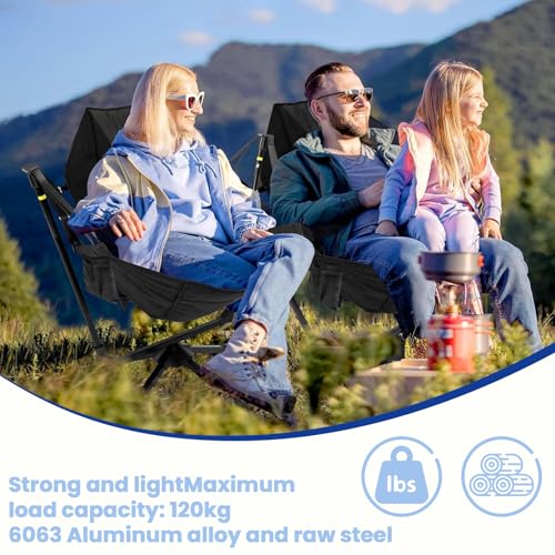 Black Gray Swivel Reclining Camping Chair D36600