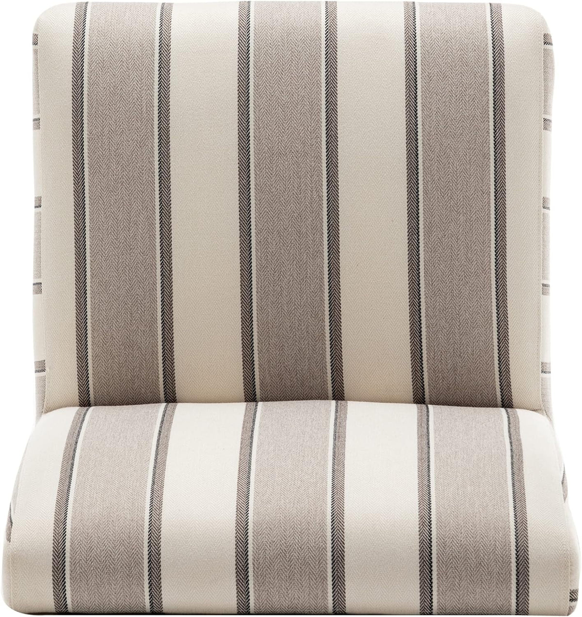 Brown and White Stripe Fabric Armless Accent Chair with Wood Legs X844