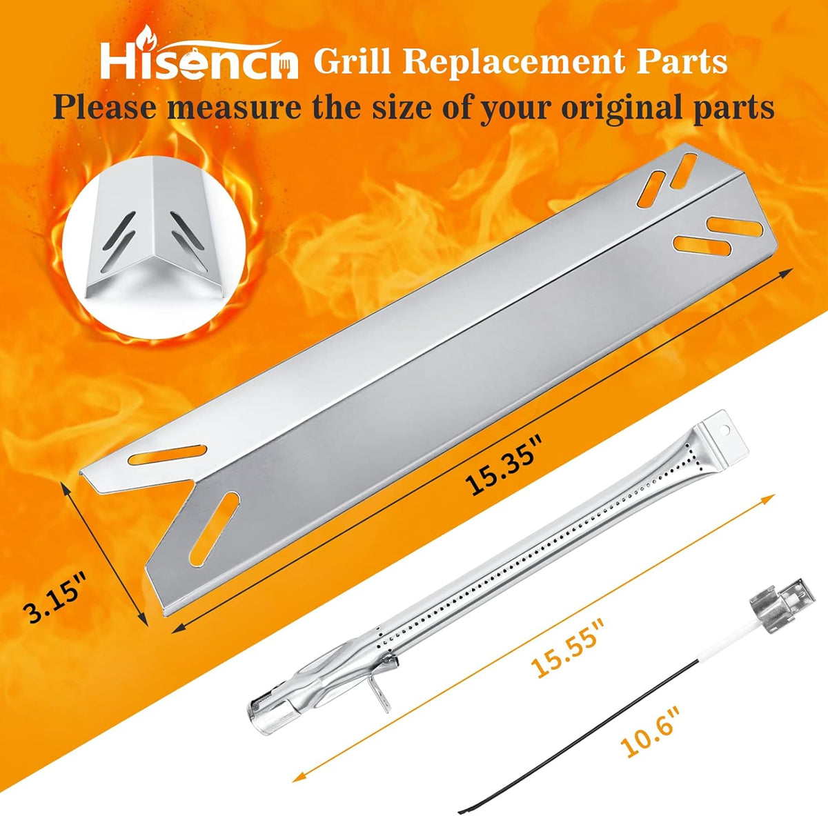 Stainless Steel Heat Plates for 2-Burner Gas Grill, 2-Pack D529654
