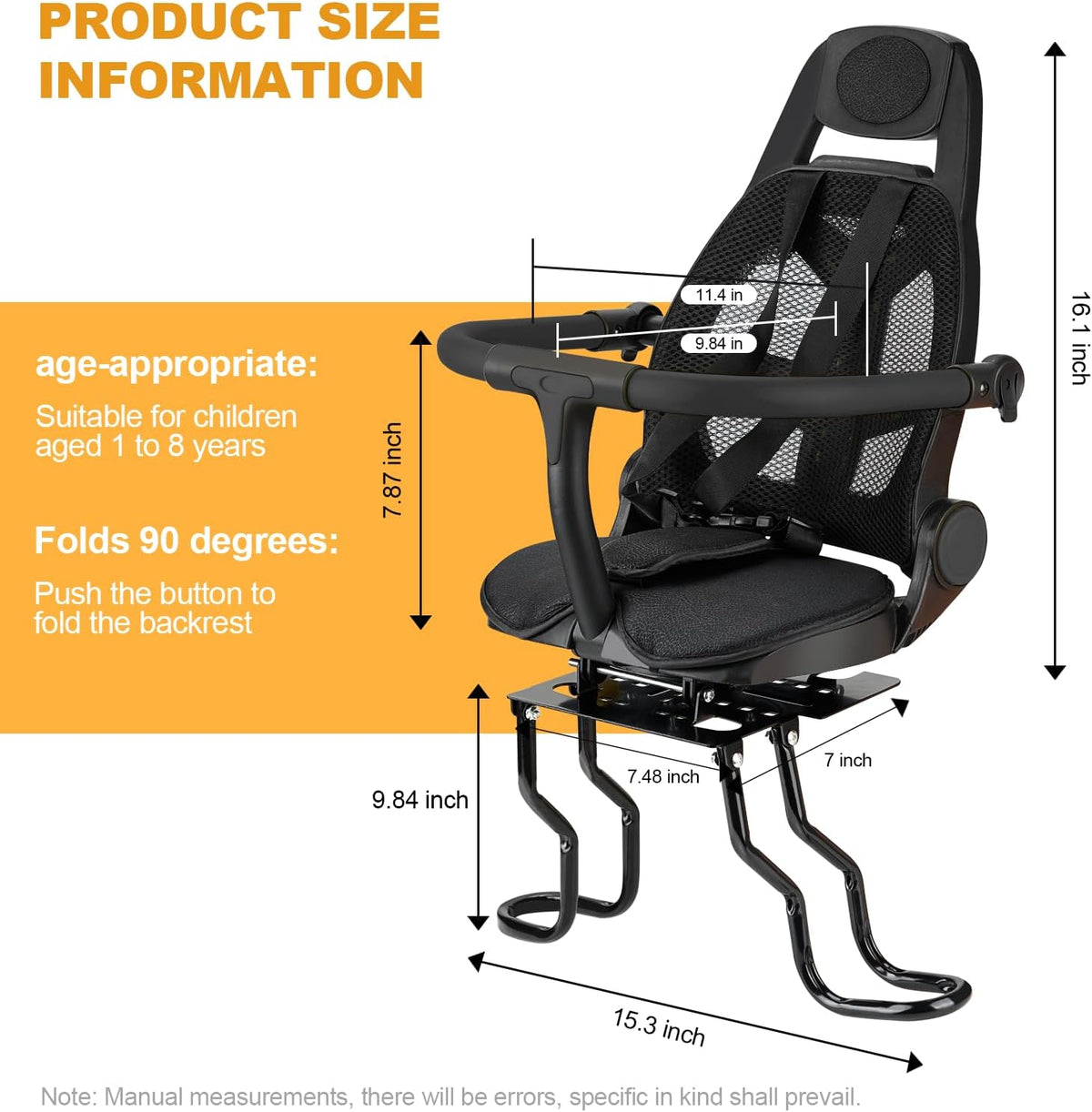 Rear Child Bike Seat with Adjustable Backrest X4431