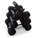 Black Hexagonal Non Slip Dumbbell Set with Folding Storage Rack G637