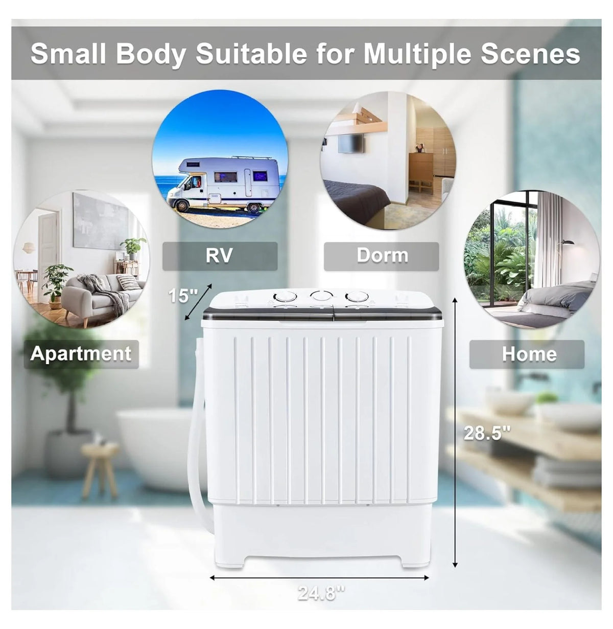 Portable Mini Tub Washer and Dryer Combo 20 lbs Black F85430
