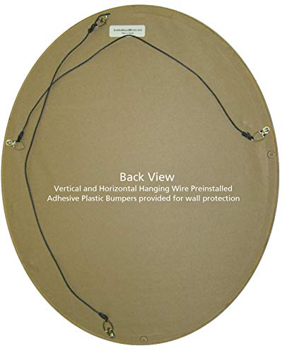 Oval Beveled Wall Mirror Linen White 20x24 L473630
