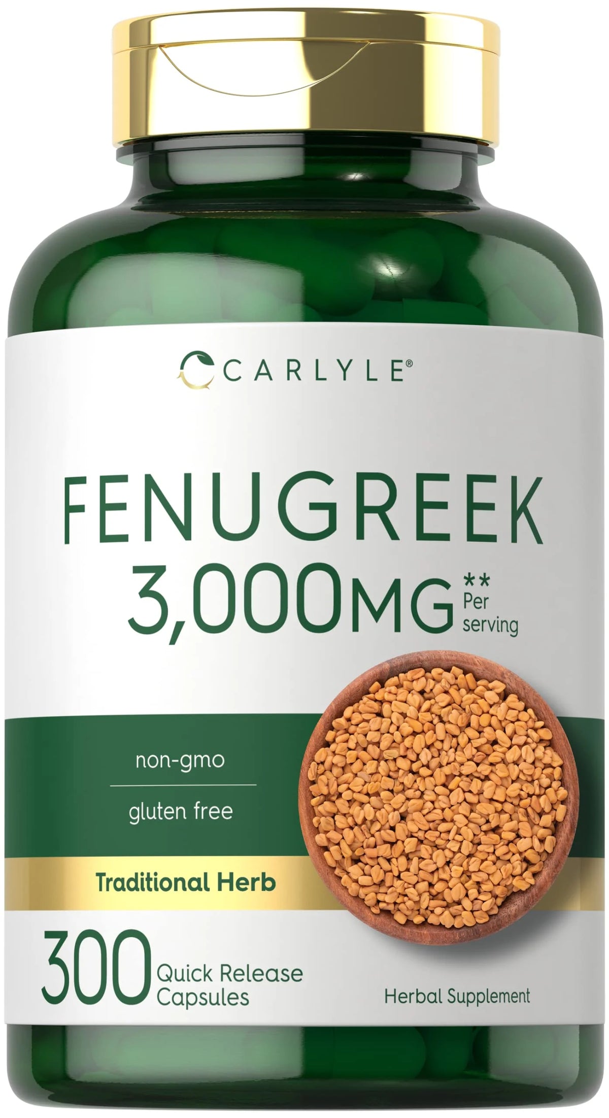 Fenugreek Capsules 300 Count Non-GMO Gluten Free B160