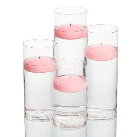 Pink Set of 48 Floating Candles and Cylinder Holders M770