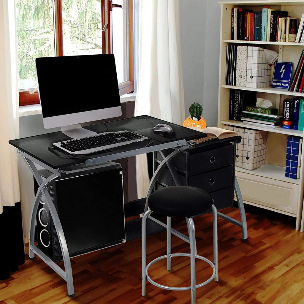 Adjustable Drafting Desk with Stool and 3 Slide Drawers K5057