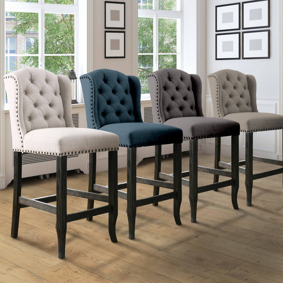 Dark Blue Counter Height Stool Set of 2 R26864